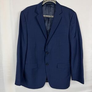 Perry Ellis Portfolio 42R Blue Lana Wool Blend Slim Fit Blazer Coat